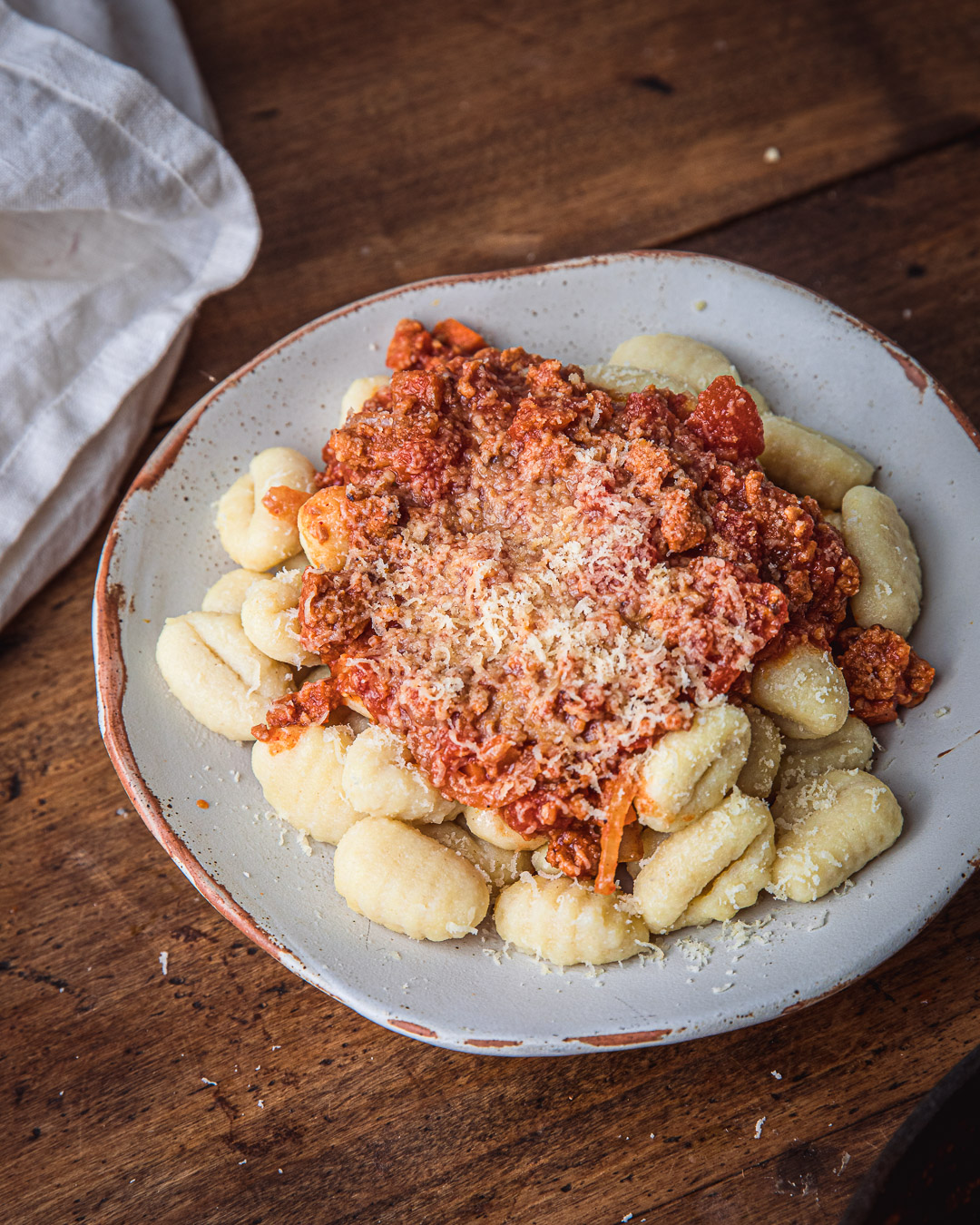 Gnocchi, haché végétal & sauce tomate