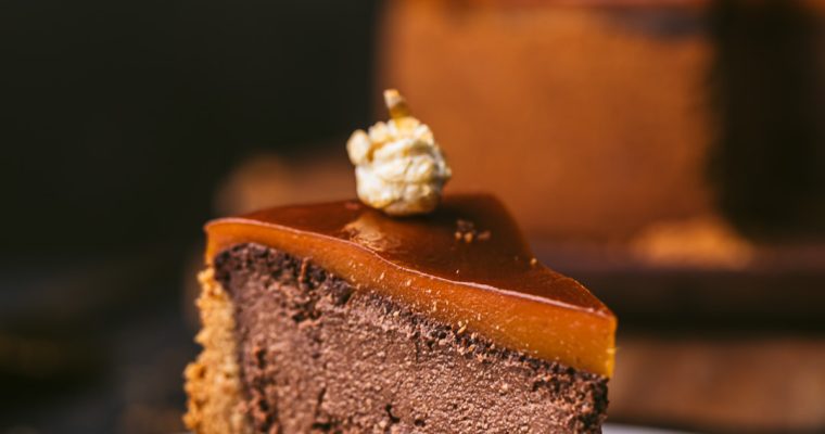Cheesecake vegan Chocolat & Nappage Caramel de Courge